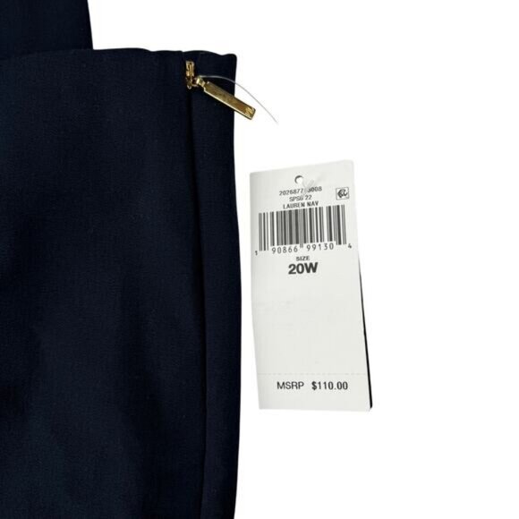 NWT LAUREN Ralph Lauren Slim Fit Cotton Blend Stretch Navy Trouser Size 20W Navy - Picture 4 of 5